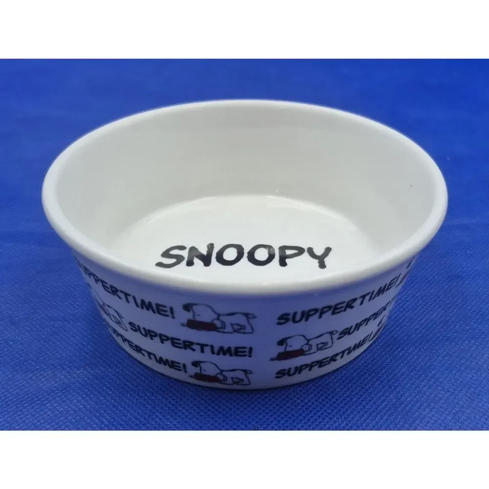 Gibson Peanuts SNOOPY Suppertime Ceramic Pet Food Dish 5.25x2